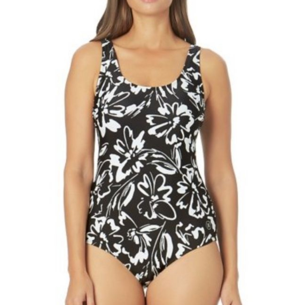 NWT Hurley Black & White Floral Swimsuit